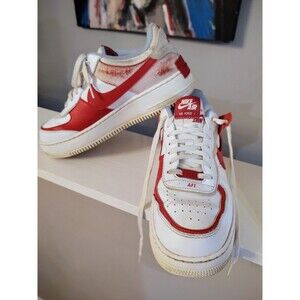 Nike AF1 Low Shadow Cracked Leather C10919-108 Red Women's 11.5 Sneakers